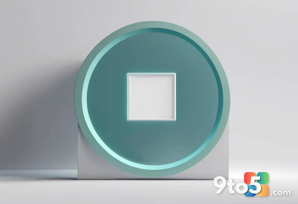 A minimalist 3D render of a software application icon floating in a clean white space, with subtle UI elements peeking o