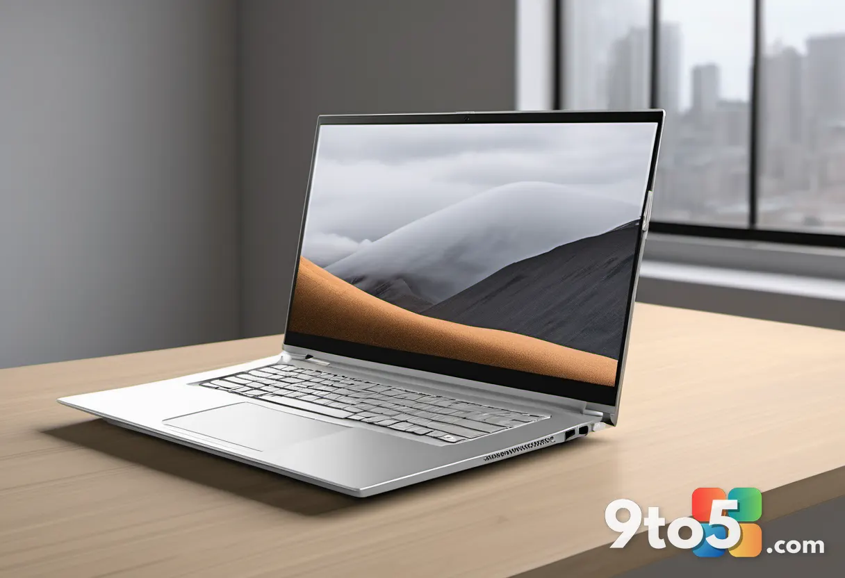 Side profile of a closed silver laptop showing its thickness and port placement on a wooden desk.