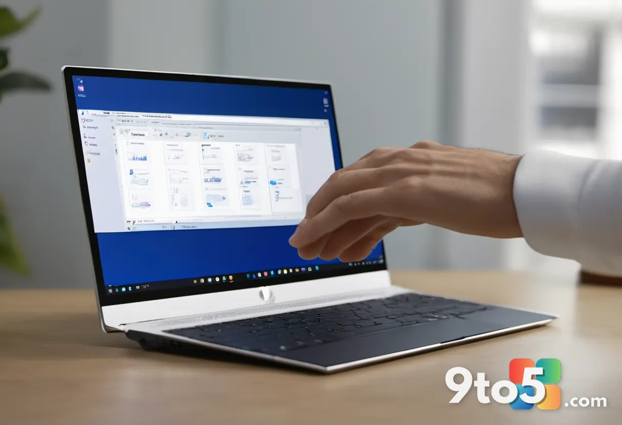 A close-up of a hand using a mouse to right-click on a file icon, with a blurred background of a Windows 11 desktop, emp