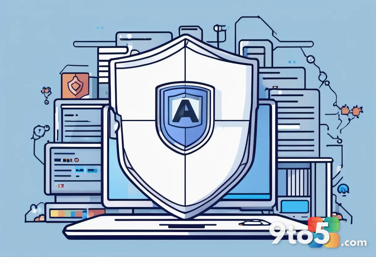 An illustration of a shield protecting a browser icon from various AI robot symbols, representing privacy and security a