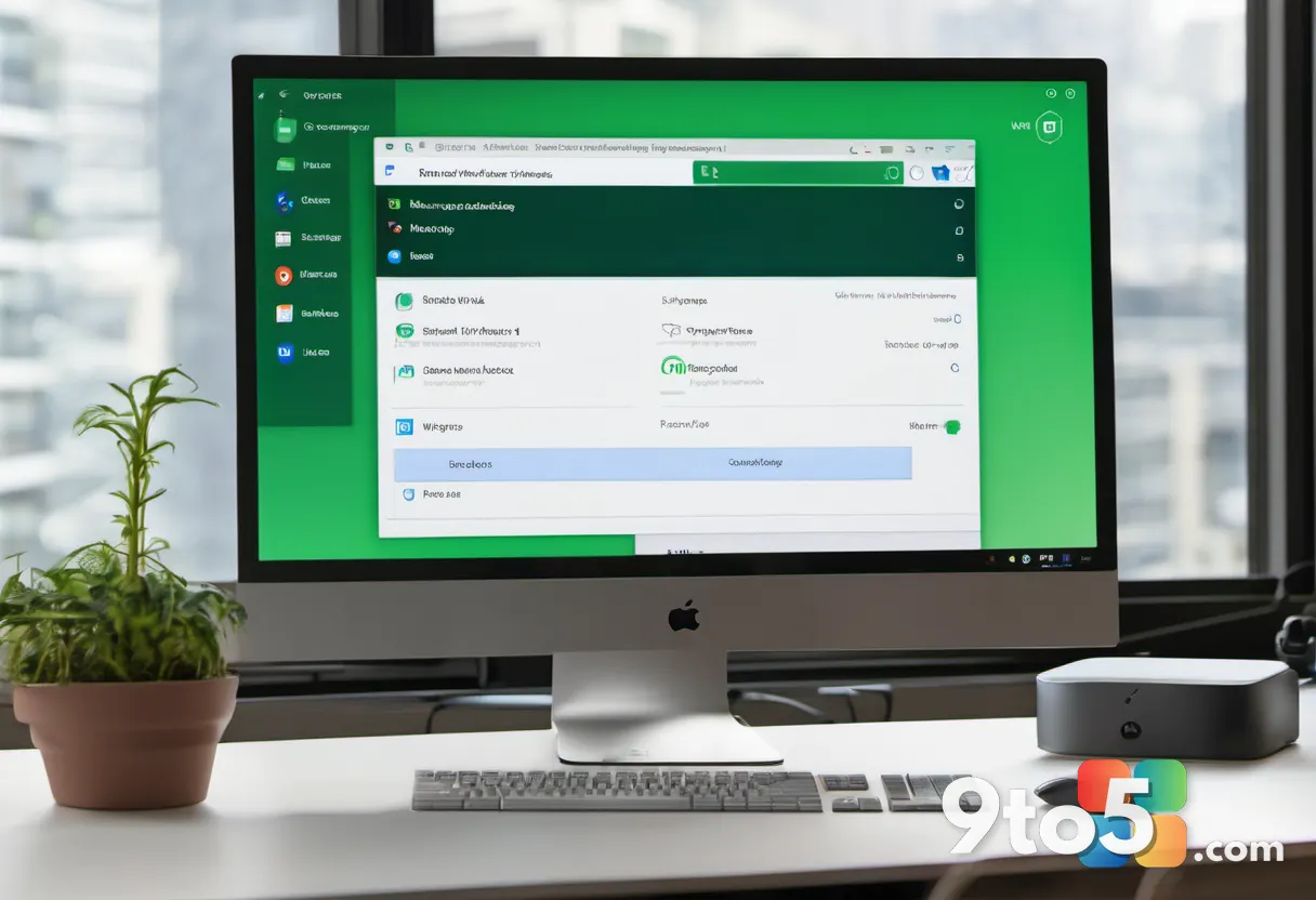 A close-up of a desktop monitor displaying the Windows Update settings page with a green checkmark indicating your devic