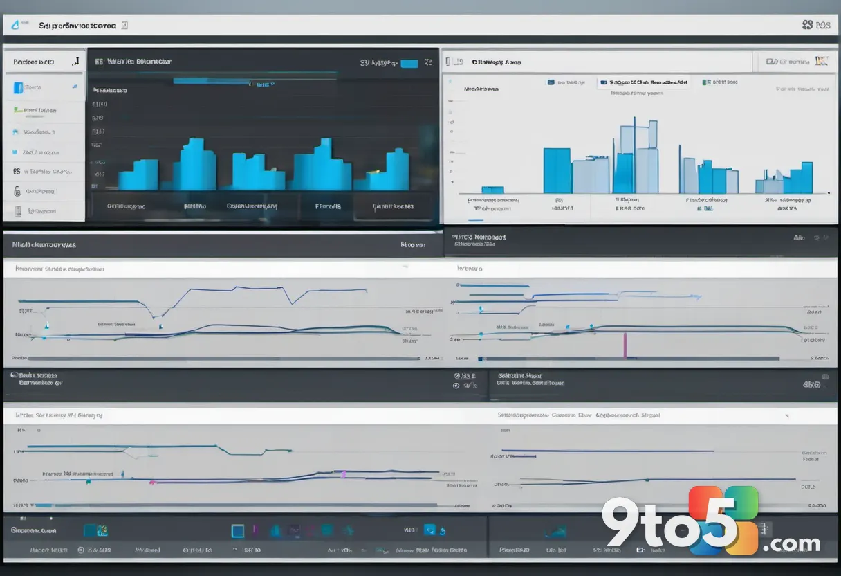 A minimalist graphic overlay showing a bar chart comparing benchmark scores, with the Geekom Air12 2026 highlighted in b