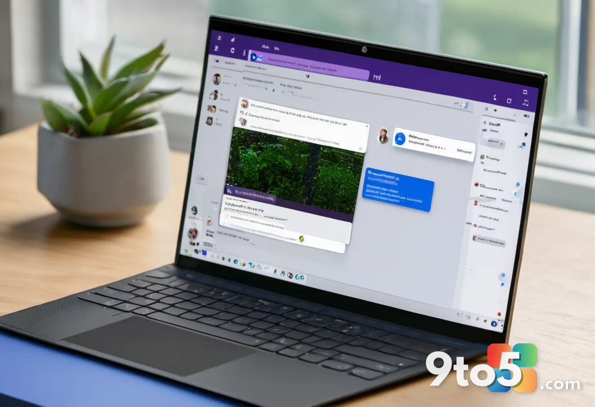 Close-up of a laptop screen showing a Microsoft Teams chat window alongside a code editor with AI-generated suggestions,