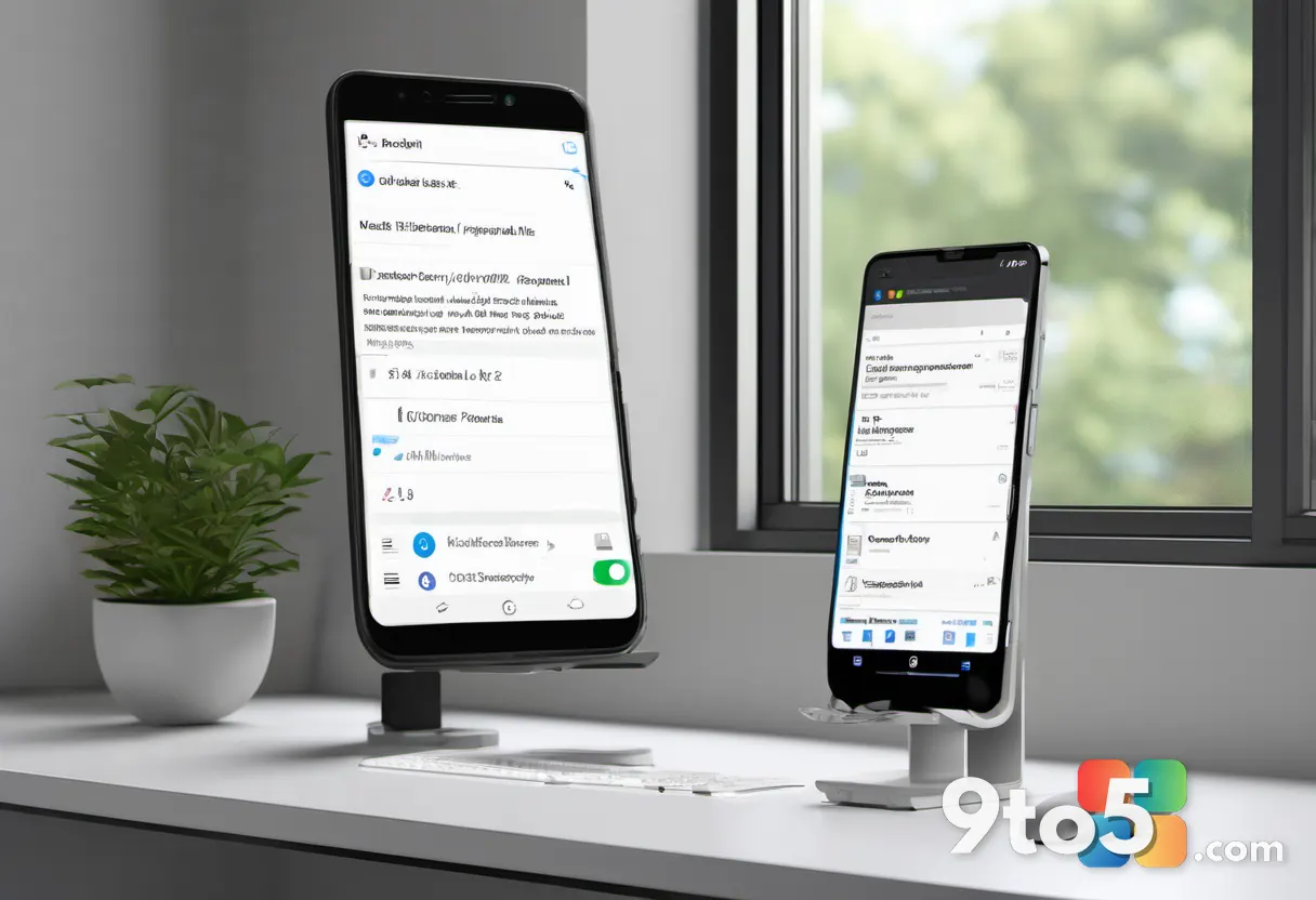 Side-by-side comparison of the K13 next to a standard smartphone for scale, highlighting compact size, white desk surfac