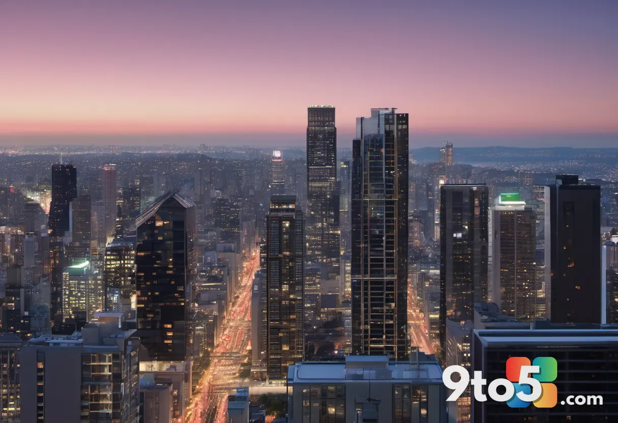 The Pixel 11 Pro XL's triple-camera array capturing a sharp telephoto shot of a city skyline, emphasizing the 48MP 5X te