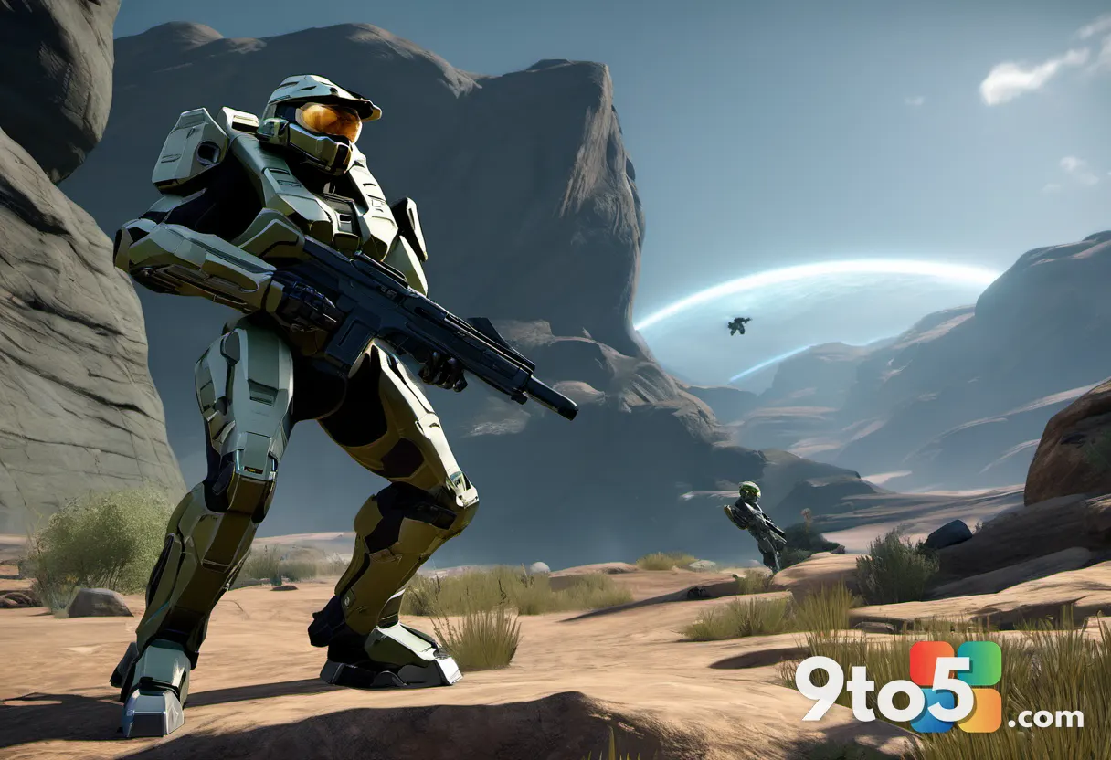 A dynamic combat scene in Halo Campaign Evolved featuring Jackals with glowing shields, with Master Chief aiming a weapo