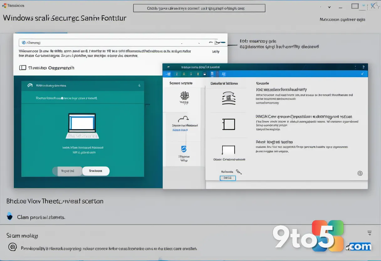 A clean screenshot-style illustration of the Windows Security settings panel showing the Virus & threat protection scan 