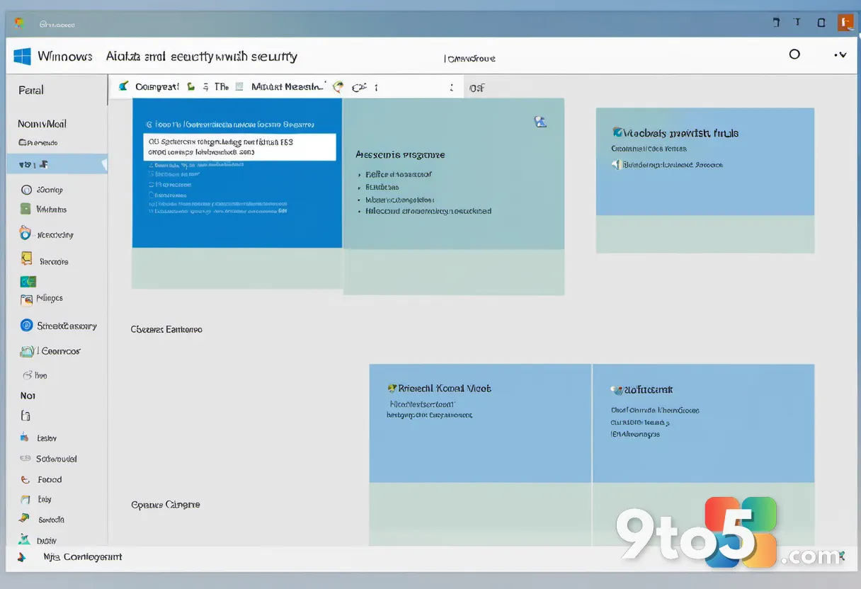 A close-up screenshot of the Windows 11 Security hub showing the four main protection tiles with a clean white backgroun