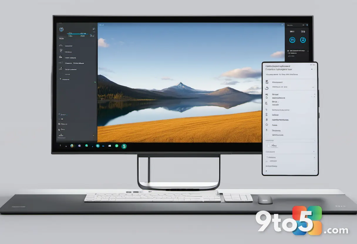 A close-up shot of a monitor displaying a Windows 11 security dashboard with a magnifying glass icon highlighted in the 