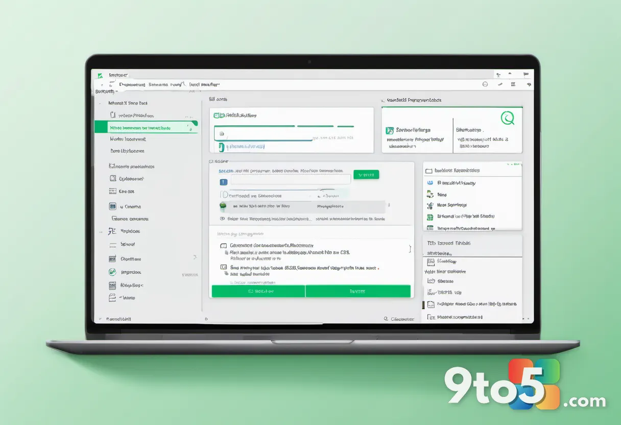 Laptop screen displaying the completed Task Scheduler properties dialog with Trigger and Action tabs, a green running st