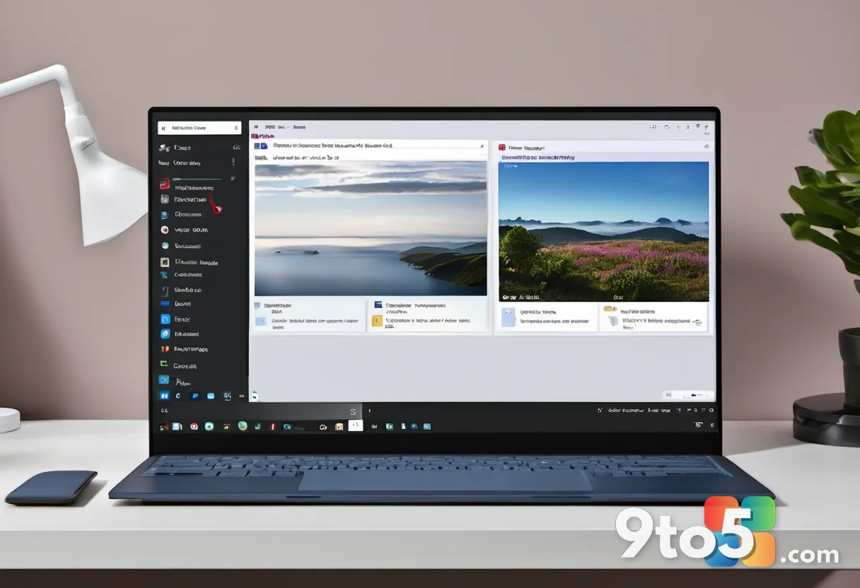 Close-up of a Windows 11 Task View screen showing a New desktop button and existing desktop thumbnails, photographed fro