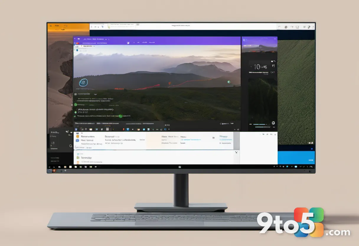 Screenshot-style illustration of a Windows 11 desktop with a browser window snapped to the left half of the screen and a
