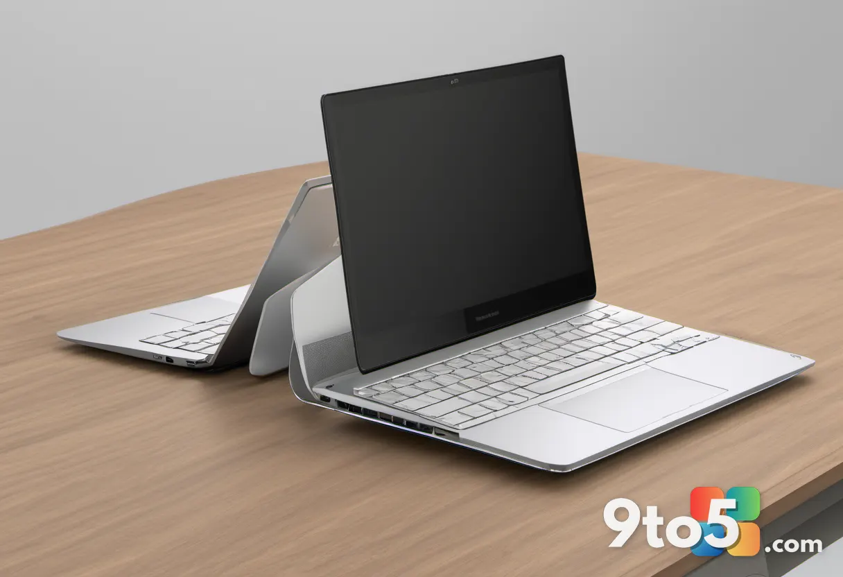 Side view of a thin laptop revealing multiple ports including USB-C, USB-A, and HDMI, placed on a wooden surface with so