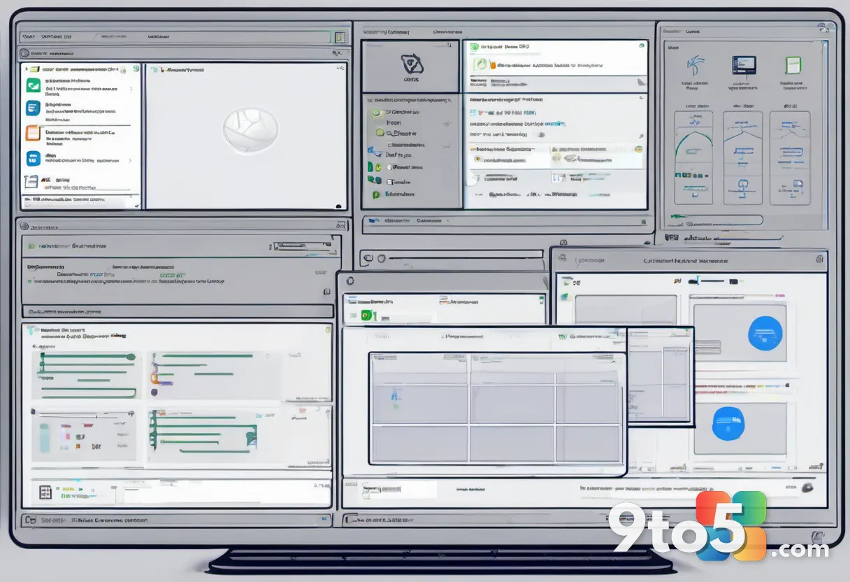 A digital illustration of a developer's code editor with icons for Xbox, Windows, and cloud services connected by glowin