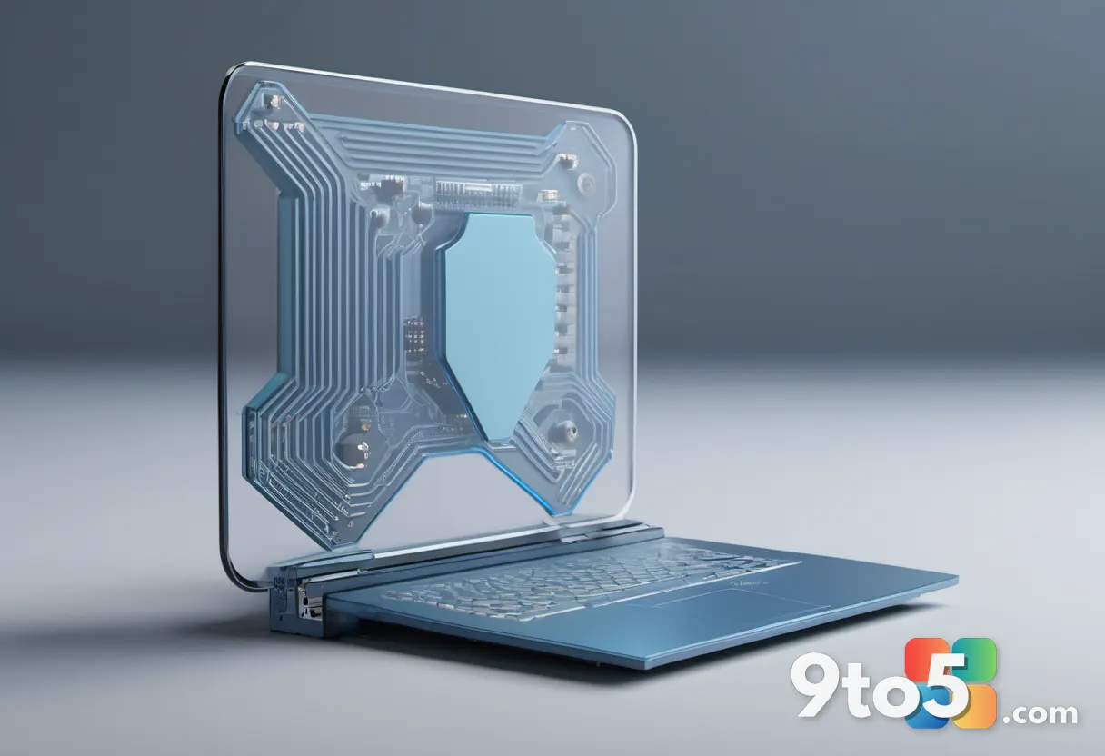 A conceptual illustration of a shielded AI chip beside an open-source document, symbolizing refusal of AI integration, m