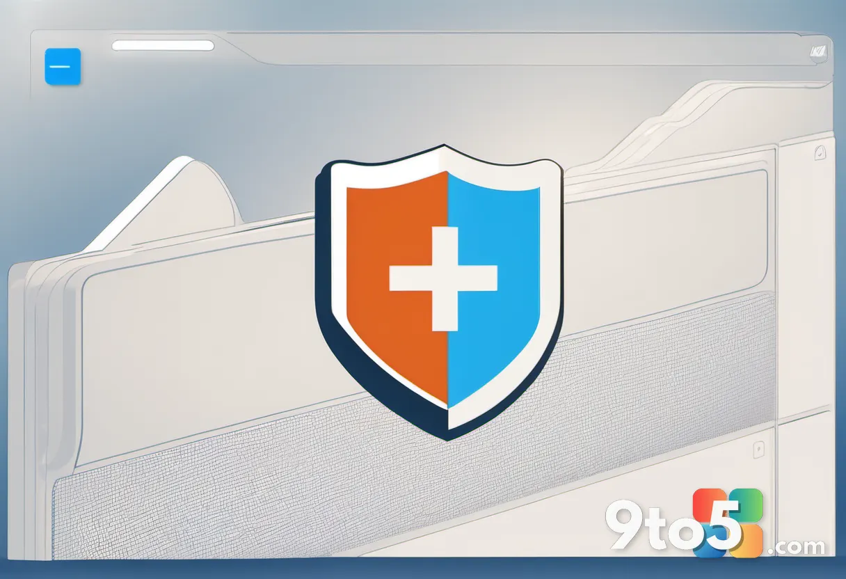 An abstract illustration of a shield protecting a document file icon, with a checkmark overlay, representing security an