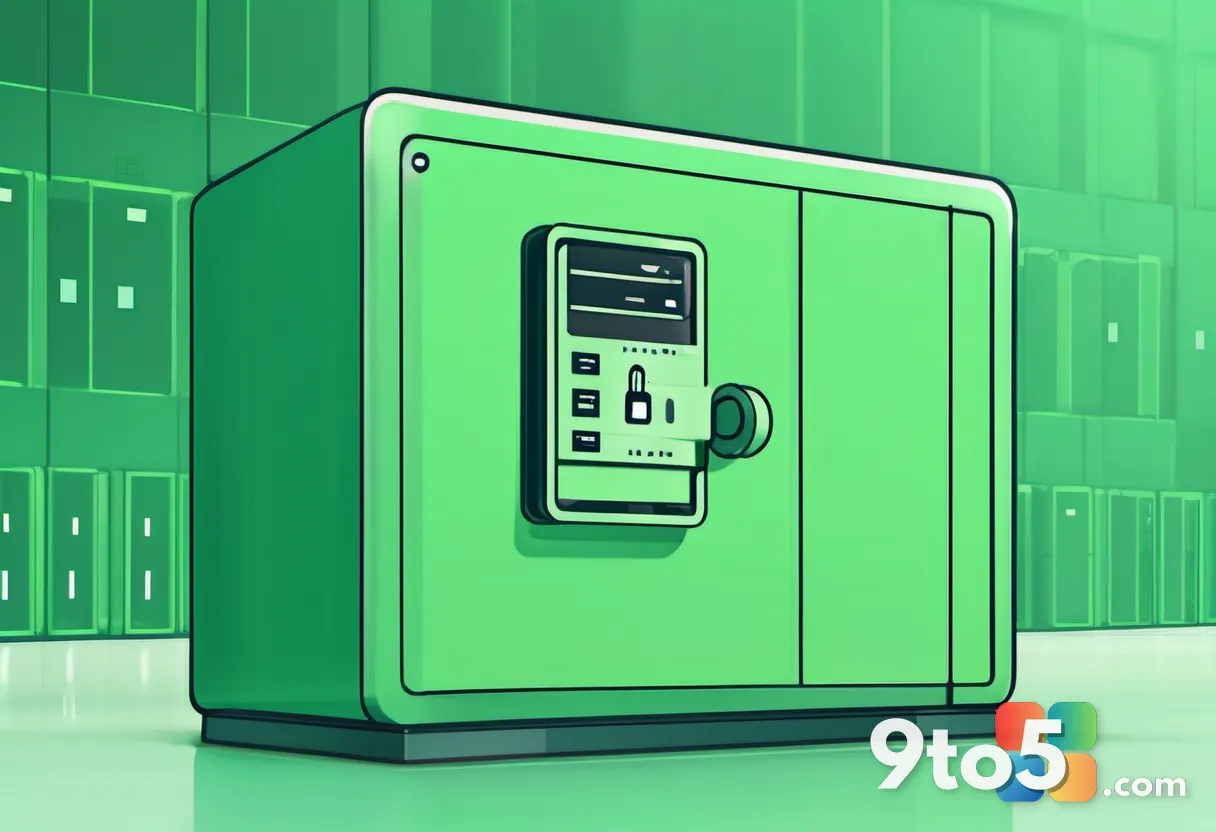 A stylized illustration of a padlock securing a digital document labeled 'Personal Data' on a secure server rack, with g