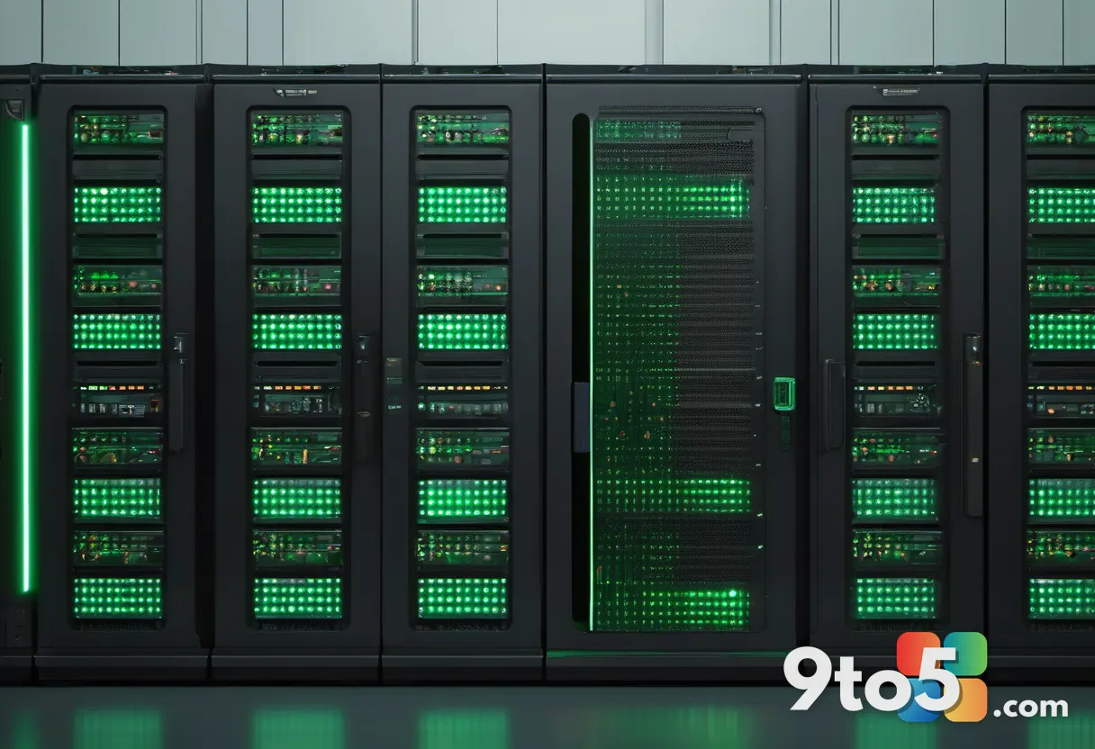 A close-up photograph of a server rack with blinking green indicator lights, representing automated web crawling and bac