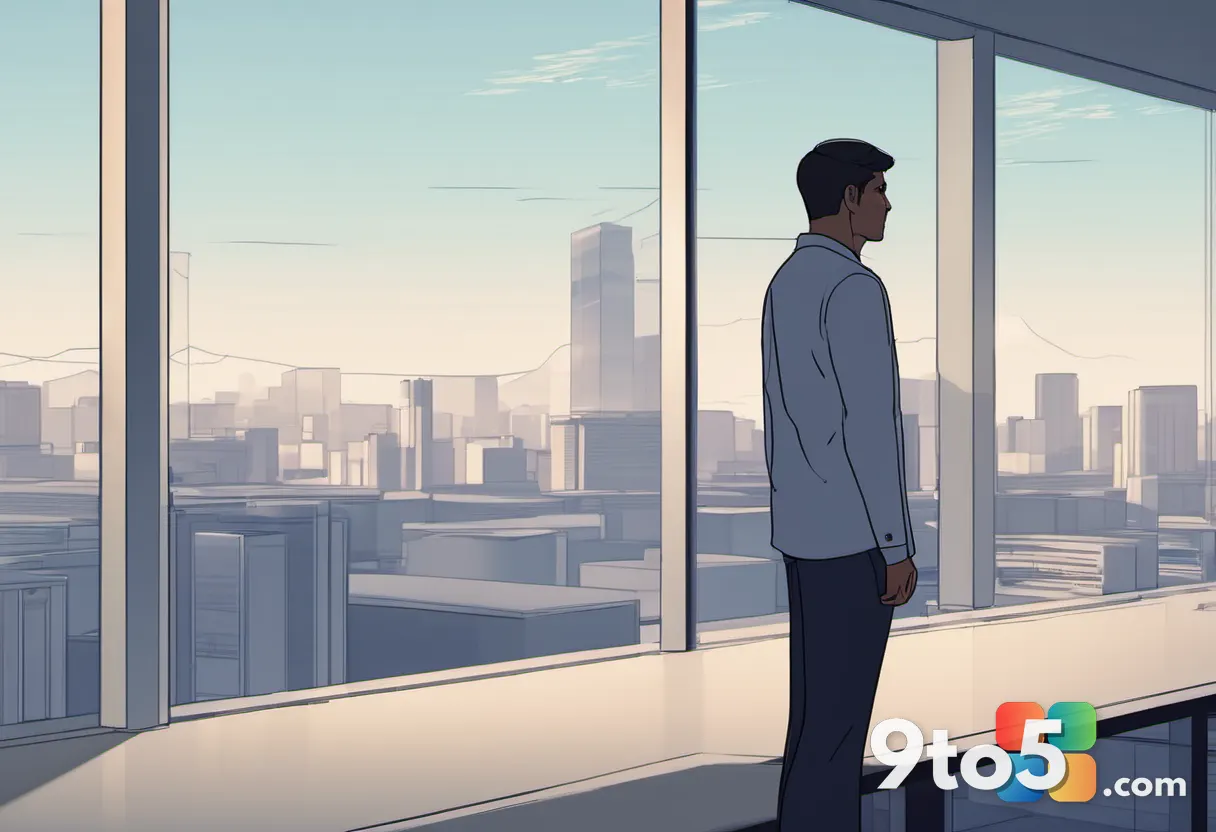 A person standing in front of a large, blurred office background, looking thoughtful and slightly confused, symbolizing 