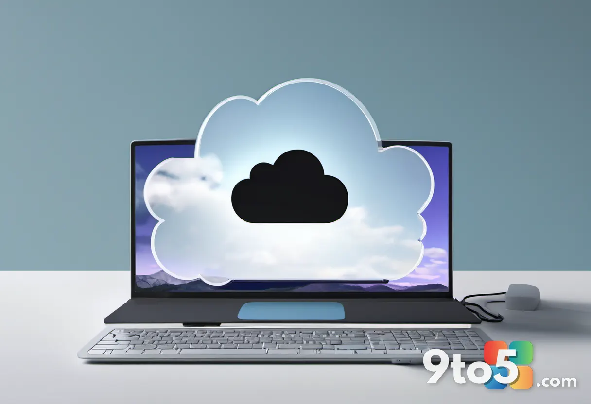 A conceptual image showing a cloud with a magnifying glass scanning photo icons, with a clear boundary line separating t