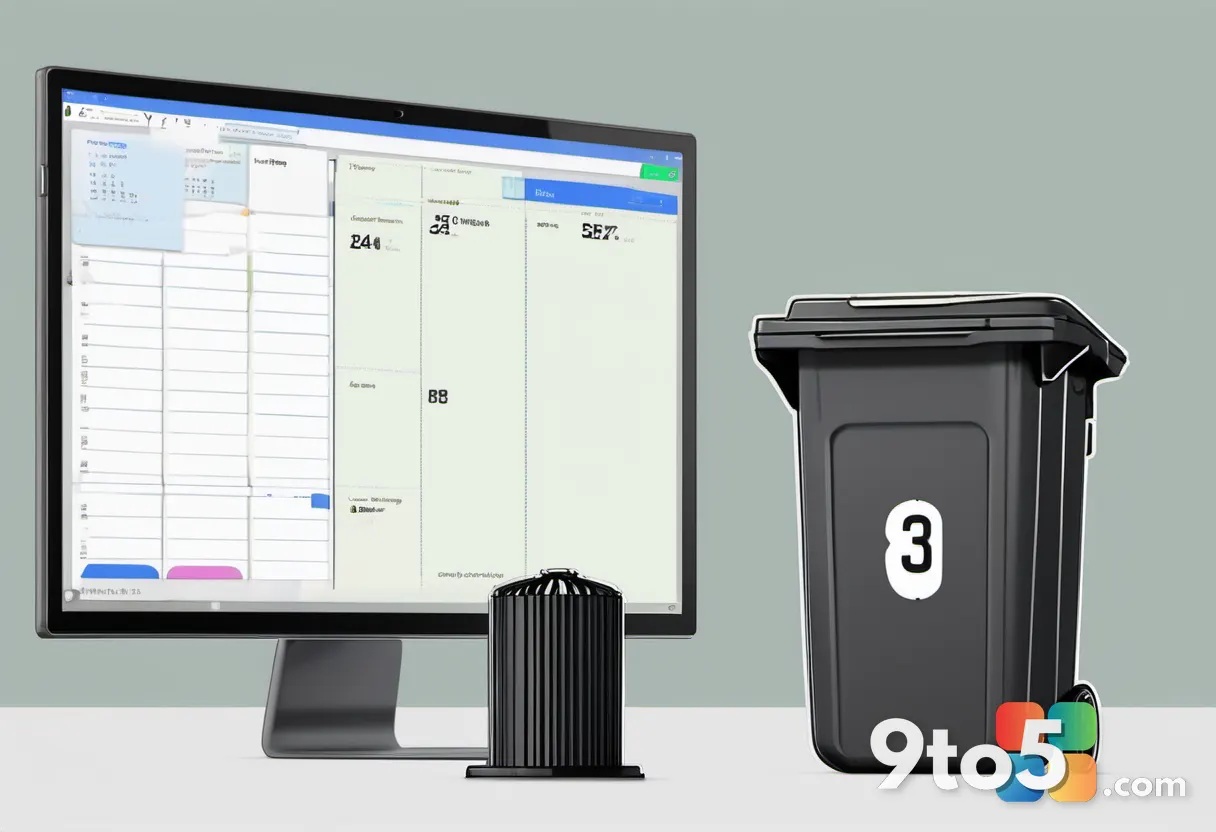 A minimalist graphic of a trash bin icon next to a settings gear, with a calendar showing '30 days' fading out, represen