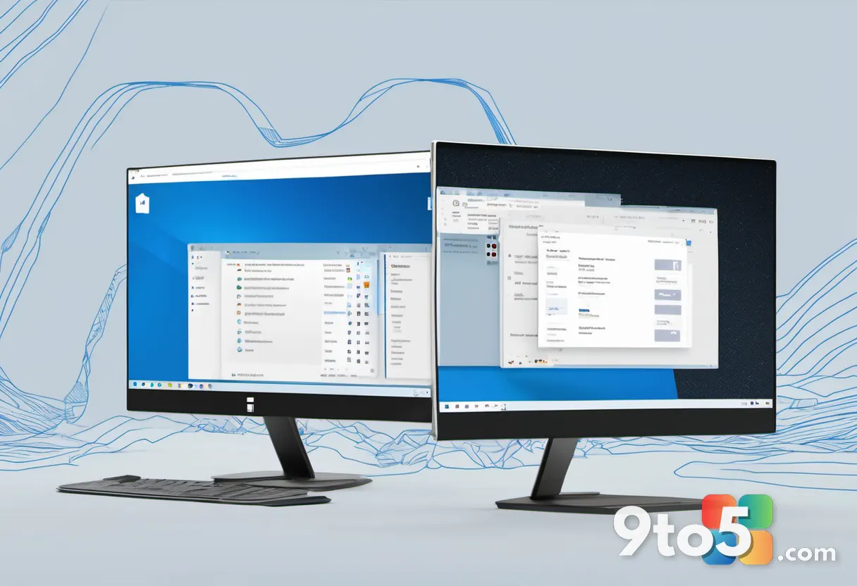 A split-screen illustration showing a frustrated user on the left and a Microsoft Support chat window on the right, rend