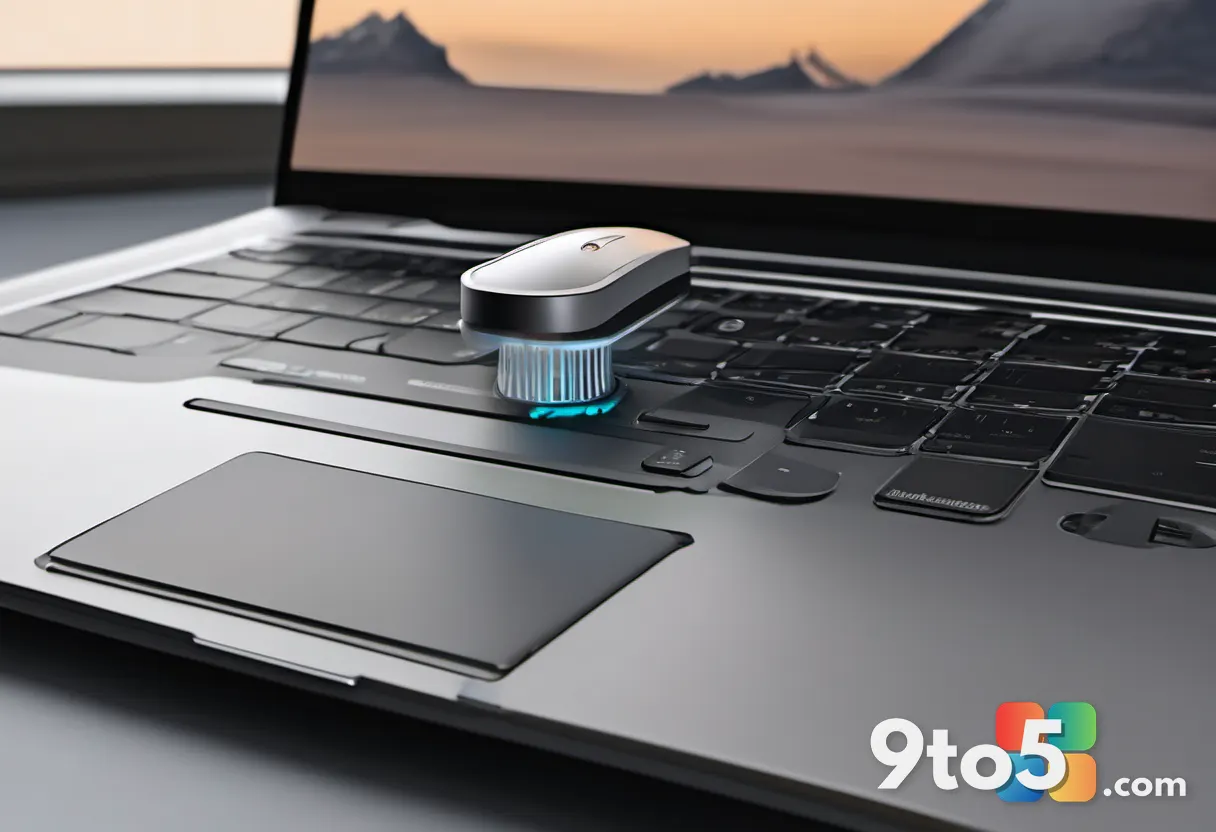 A close-up of a modern USB fingerprint scanner plugged into a laptop port, soft office lighting, neutral tones, editoria