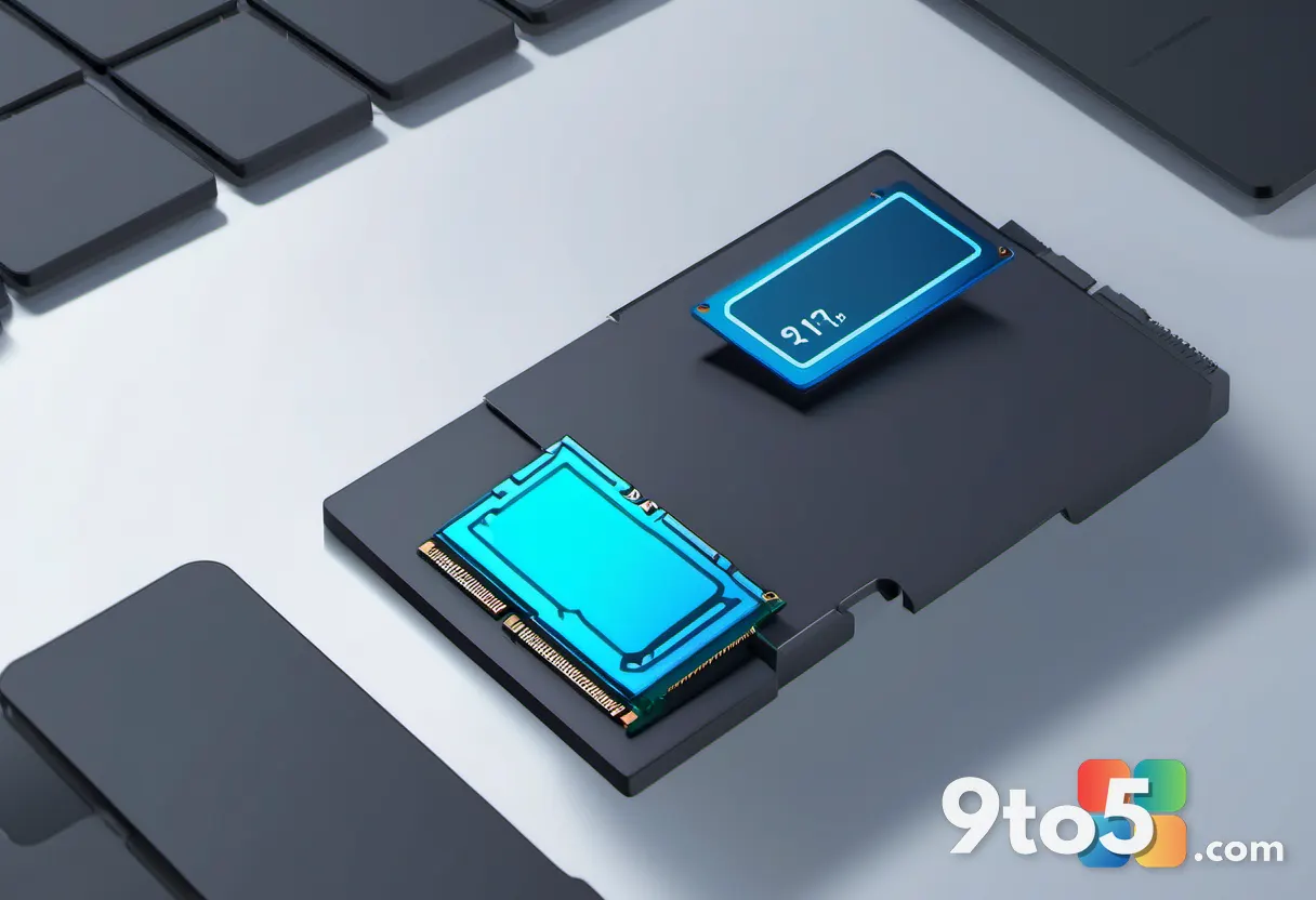 A conceptual illustration of a memory chip or RAM module with a downward trend arrow, symbolizing reduced memory usage a