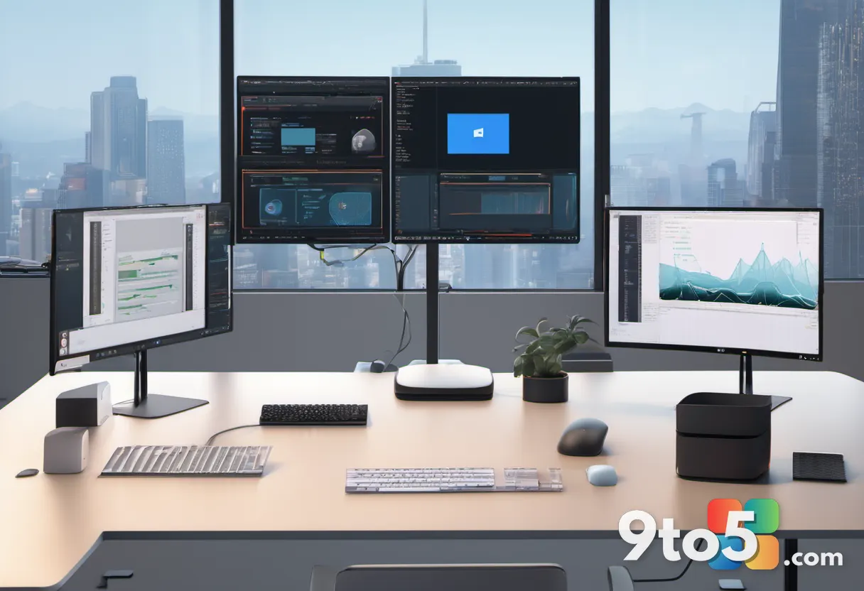 A developer sitting at a desk with multiple monitors showing error messages and a disconnected network icon, highlightin