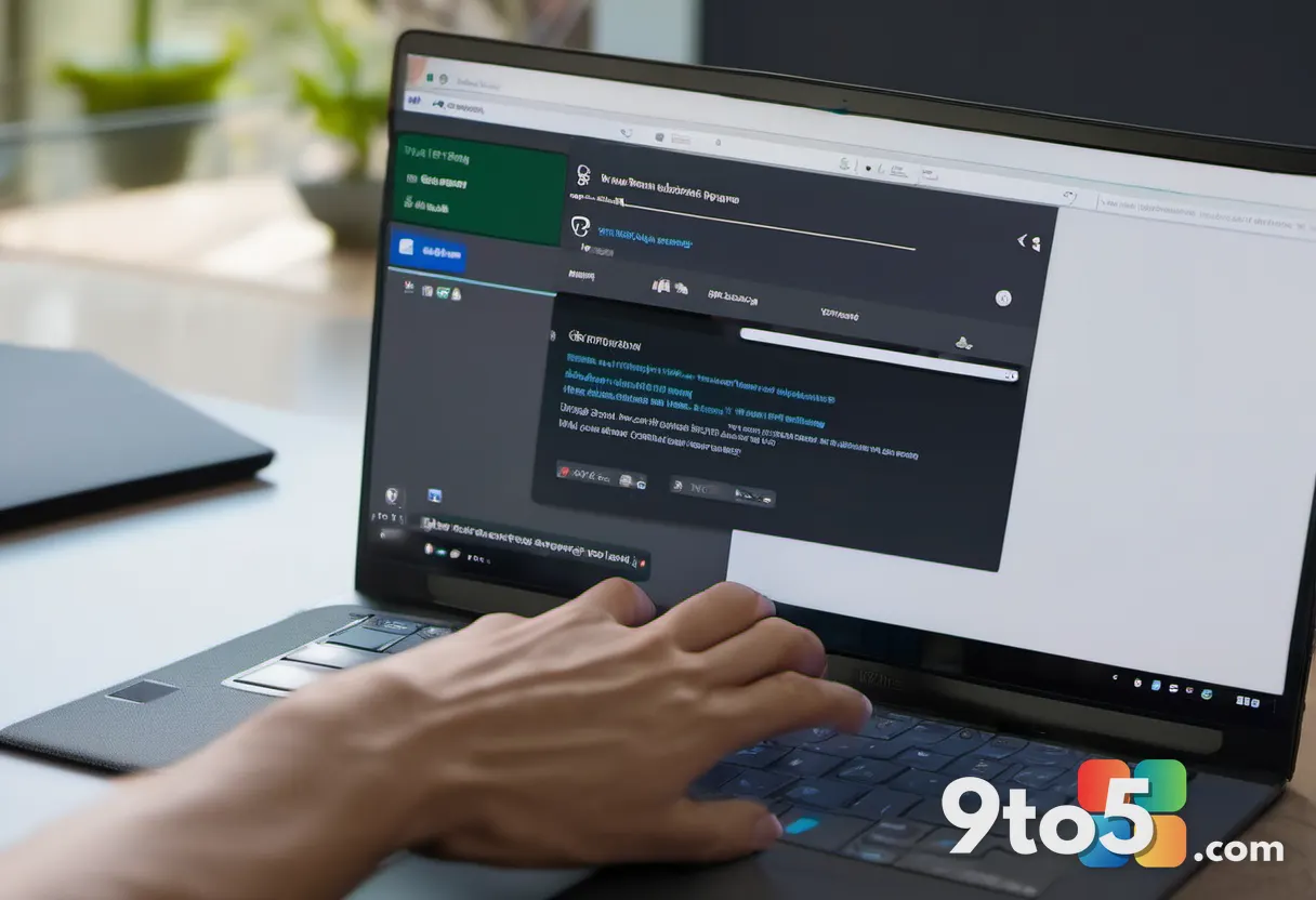 A close-up shot of a user's hand adjusting a slider on a laptop screen to resize the Windows 11 Start menu, warm indoor 