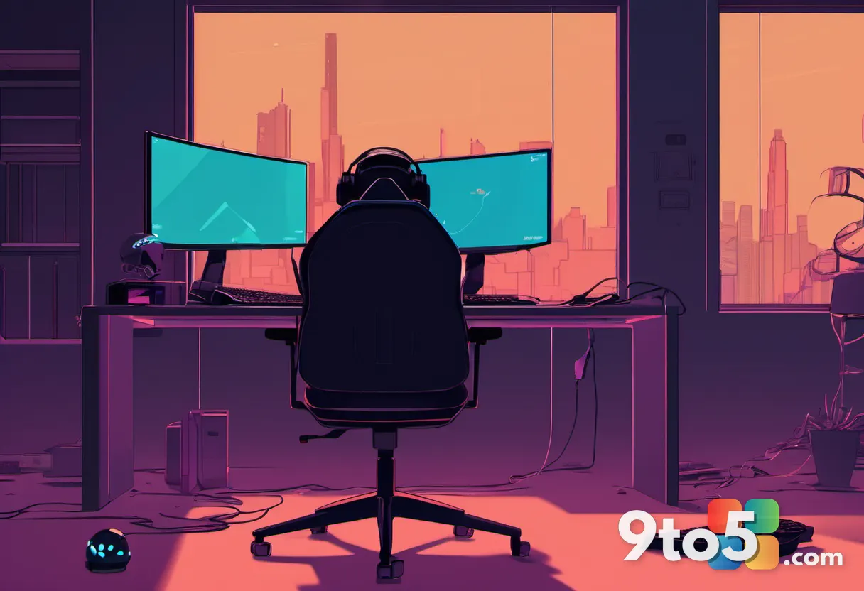 A frustrated gamer silhouette seated in front of a monitor displaying a crashed desktop with a spinning loading circle, 