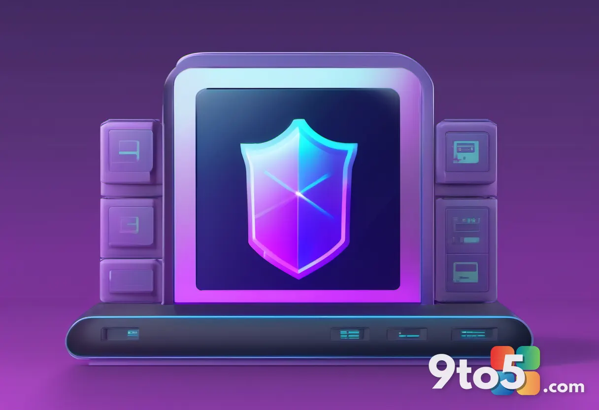 A stylized shield icon protecting a stack of software packages, with a countdown timer in the background, set against a 