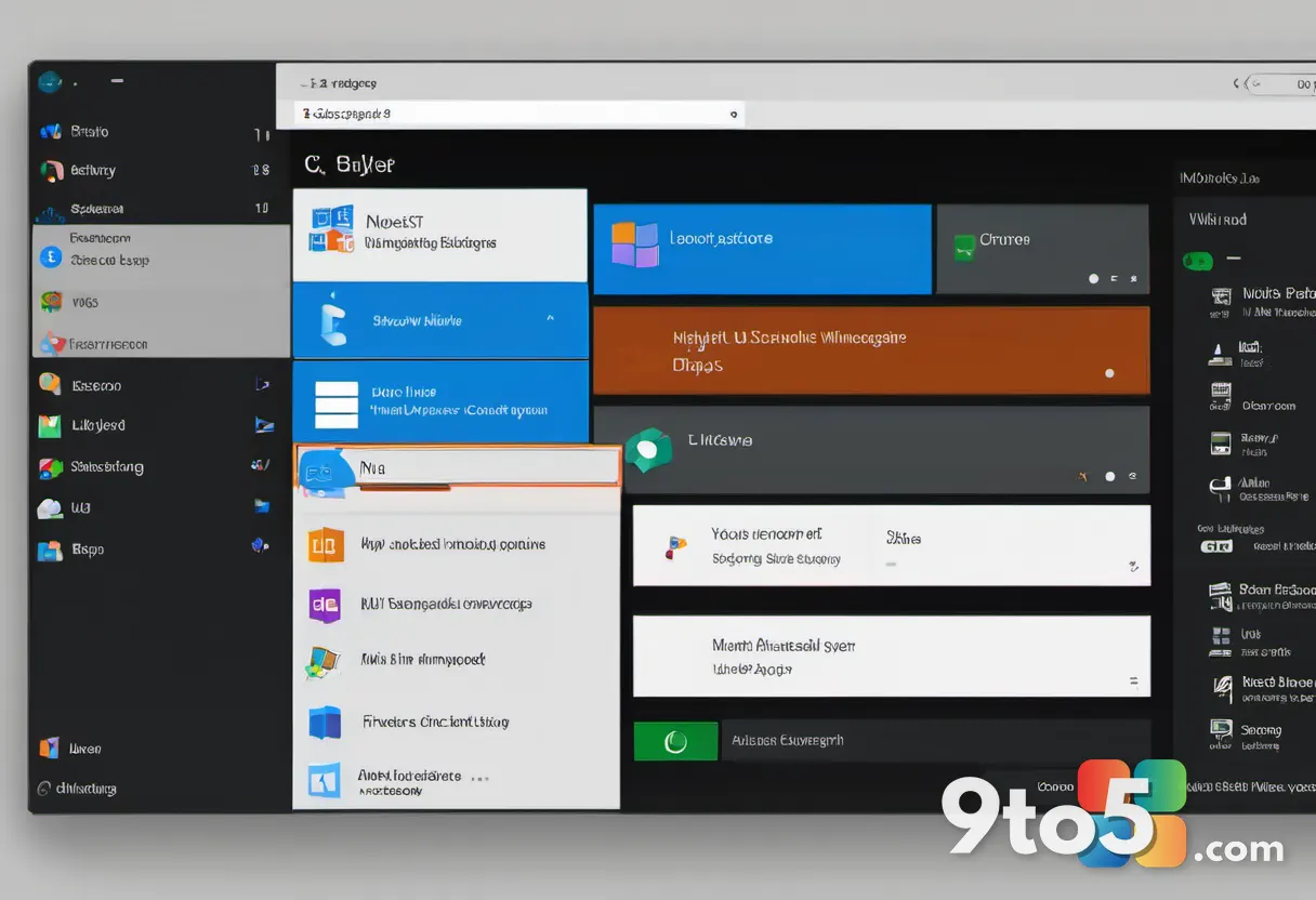 A Windows 11 settings panel displaying a long scrollable list of system options and icons against a light background, cl