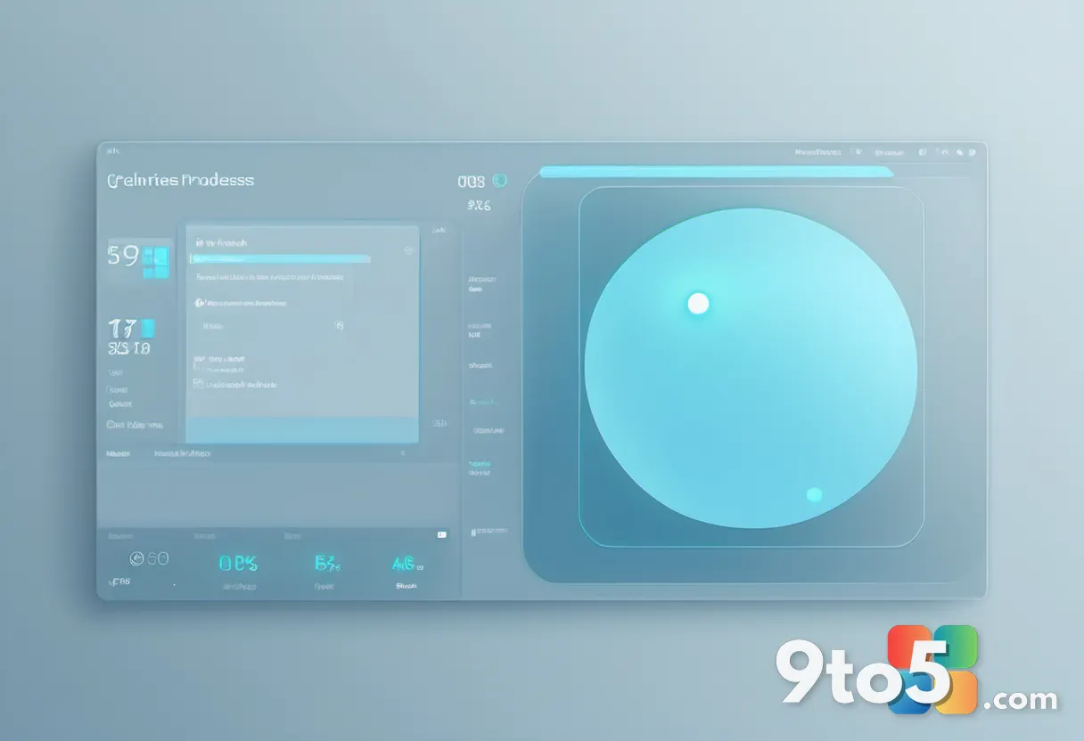 A stylized system scan progress bar stuck at ninety percent, glowing soft blue against a dark UI theme, with a subtle pa