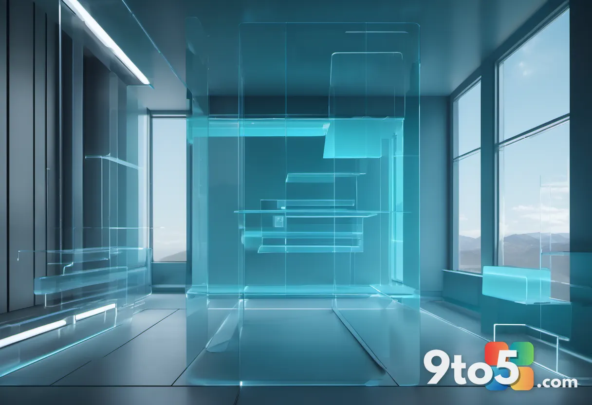 An abstract concept image of layered translucent panels floating in space, representing software testing channels, in co