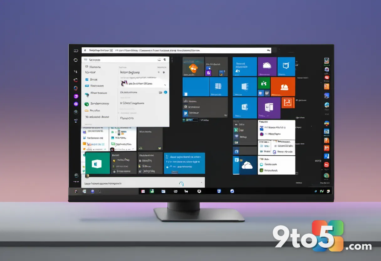 A split-screen illustration showing the Windows 11 Start menu with customizable sections and size adjustments, featuring