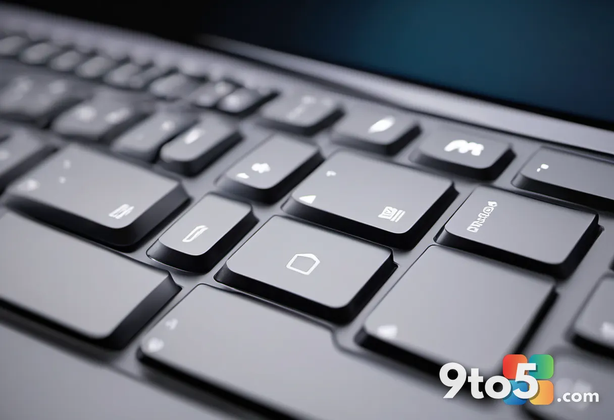 A close-up of a modern laptop keyboard with a glowing taskbar illuminated at the bottom, emphasizing speed and input res