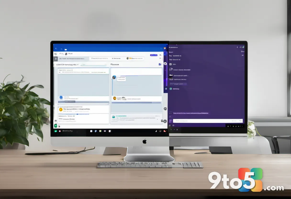 A split screen showing a website with a chat widget on one side and the Microsoft Teams interface on the other, connecte