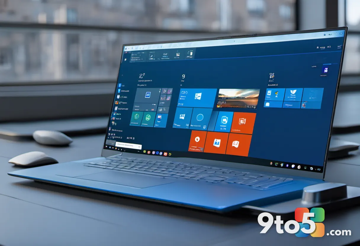 A close-up photo of a Windows 11 desktop showing the system tray area with multiple icons, soft focus background with bl
