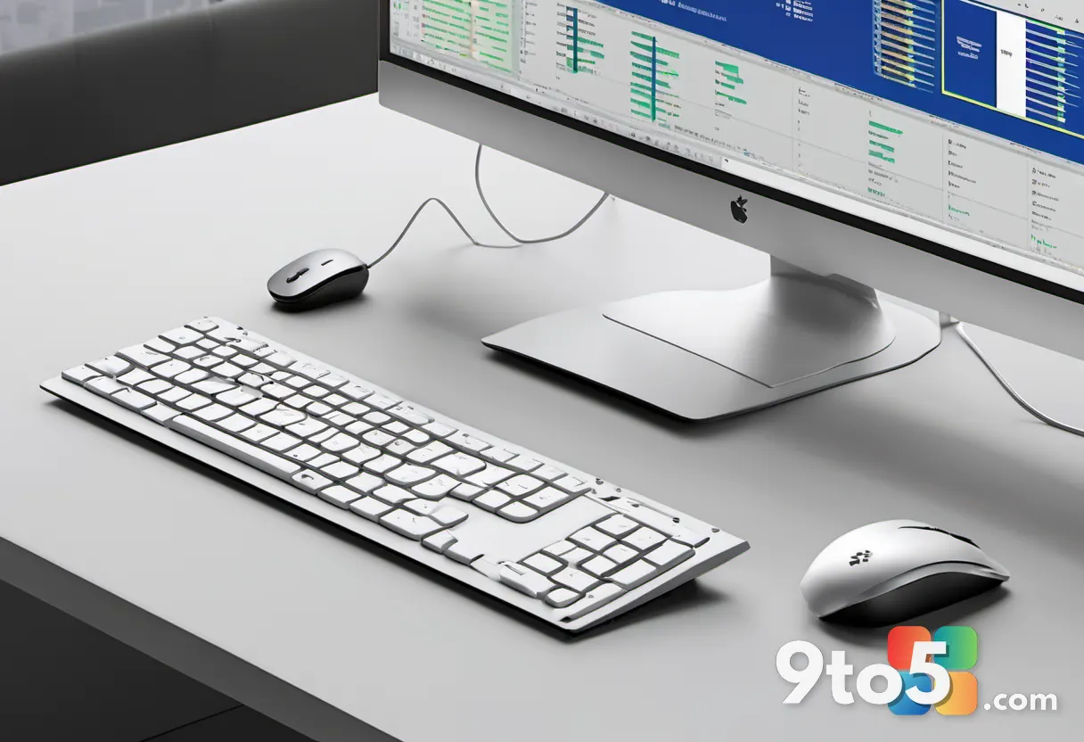 A close-up, high-resolution photo of a user's hands typing on a keyboard with a blurred Excel spreadsheet on a monitor i