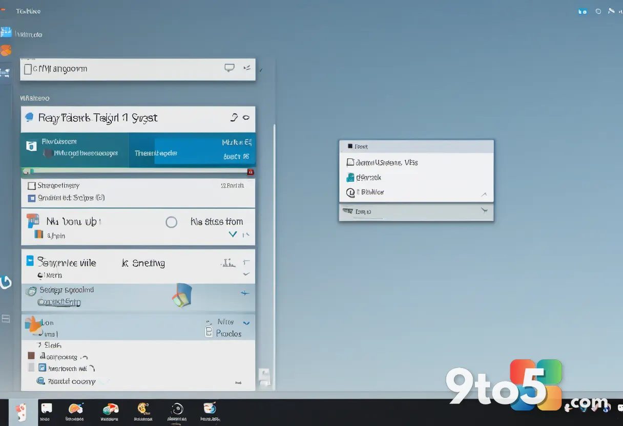 A close-up of a Windows taskbar showing a simplified, flat-design Copilot icon next to standard system icons, rendered i