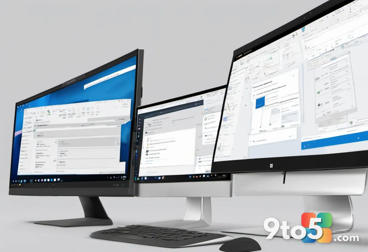 A split-screen illustration showing the classic gray Outlook window on the left and the sleek web-based New Outlook wind