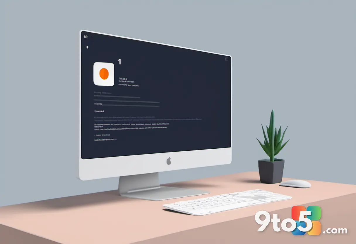 A minimalist illustration of a Windows 11 desktop with a progress bar and a checkmark, symbolizing an upcoming software 