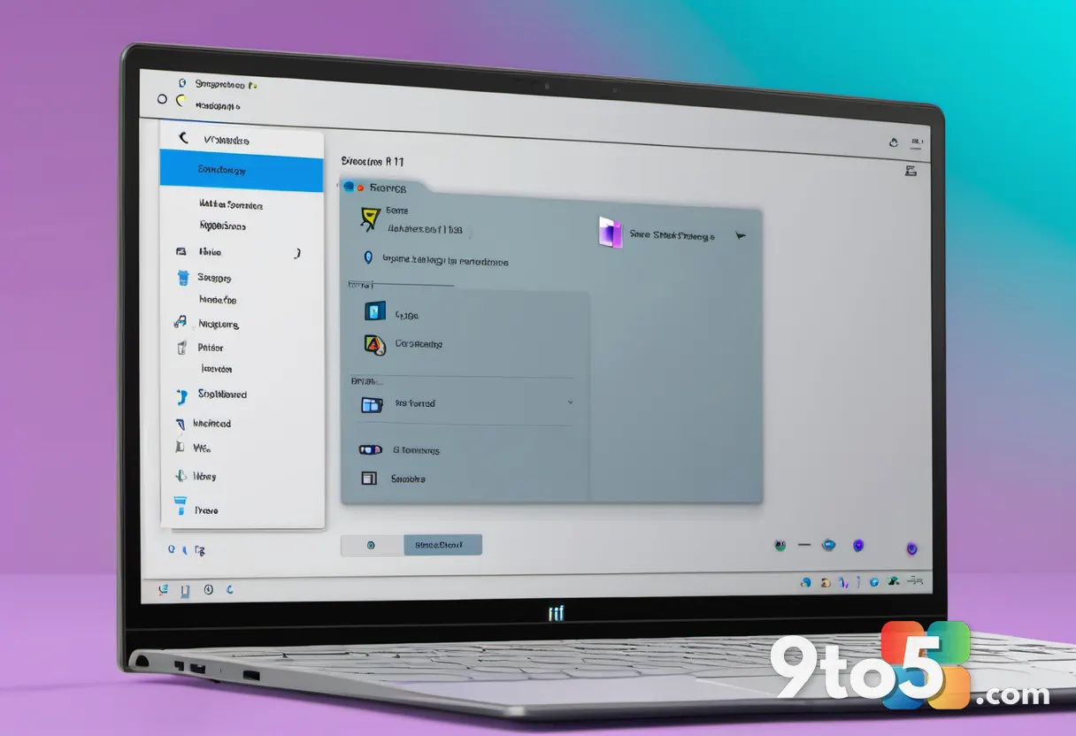 Close-up of a hand clicking the start button on a Windows 11 laptop, highlighting user interaction with system settings.