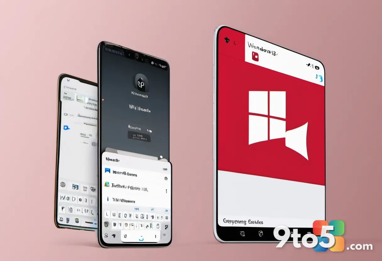 A split view of a Windows on Arm device showing the Teams app icon with a red 'X' overlay on one side and a working emai