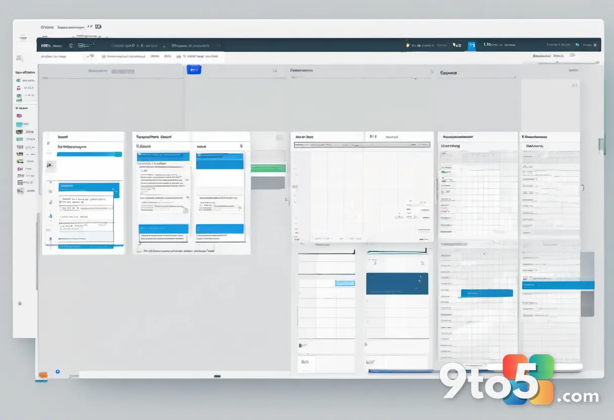 Split-screen editorial illustration: a simple Planner task board on the left, a complex Project schedule with bars and d