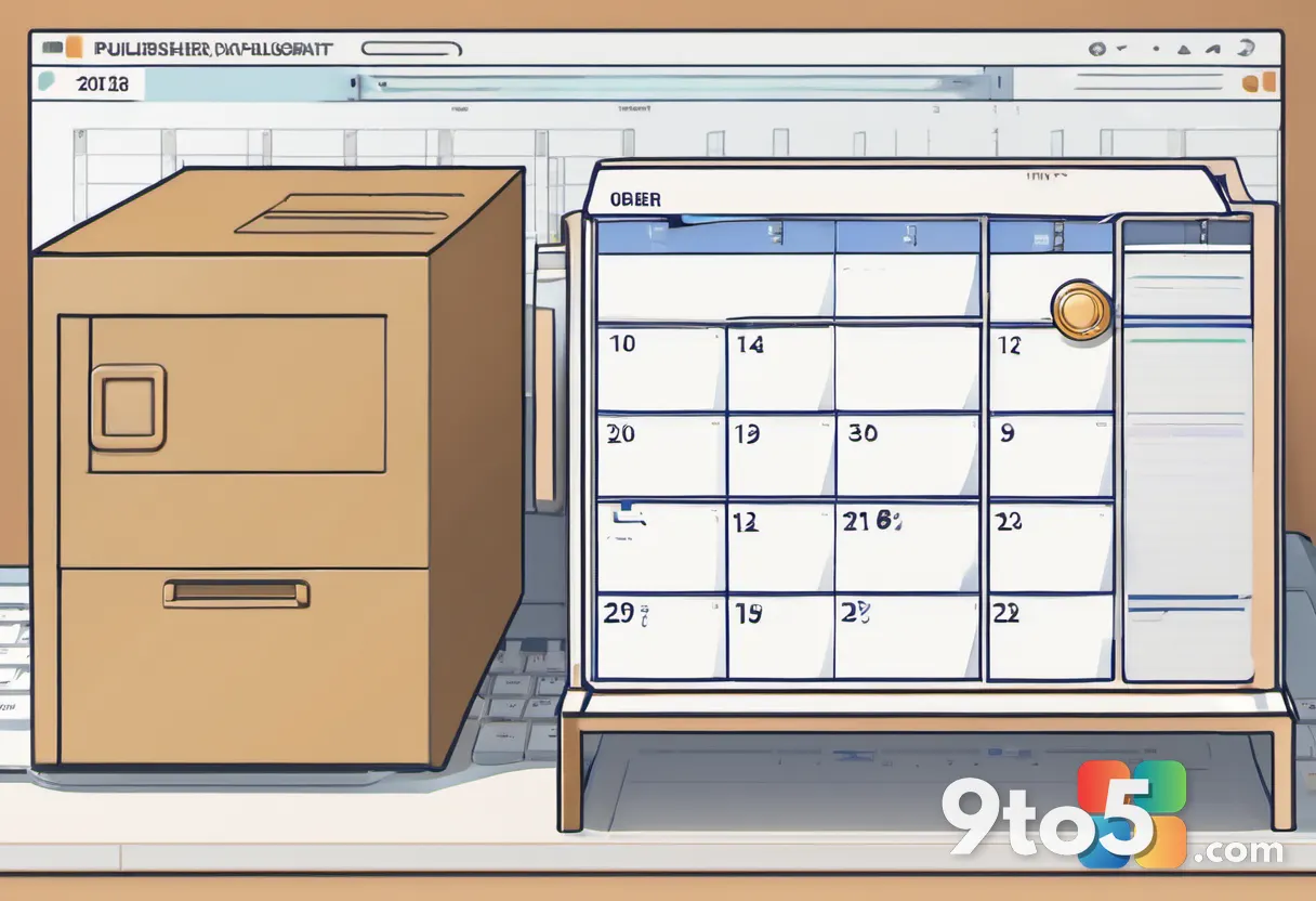 Illustration of a locked archive box labeled 'Publisher' with a calendar in the background showing October, symbolizing 