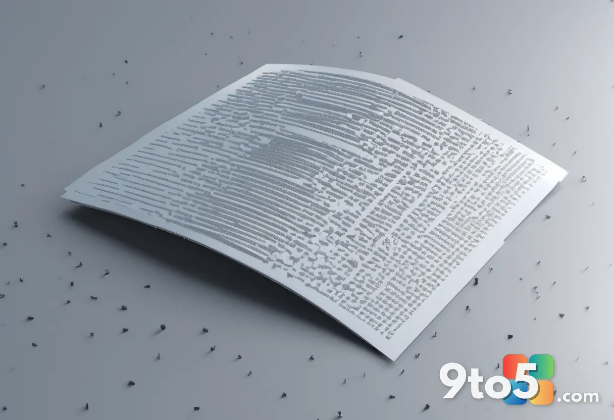 A close-up of a .pub file icon dissolving into scattered vector shapes, shot in soft studio lighting with a shallow dept