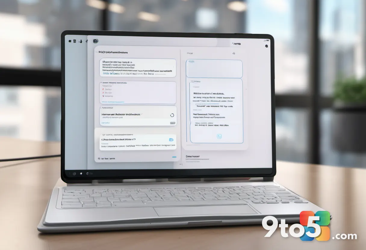 A hand holding a smartphone displaying a removal script on a tablet in the background, with a blurred office setting, em