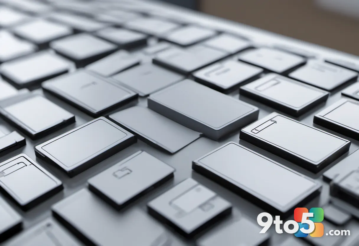 A stack of Windows license keys on a desk, symbolizing OEM licensing costs, with a blurred office background.